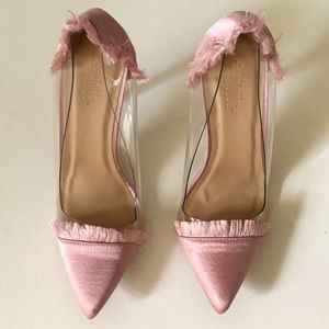 Charlotte Russe D’orsay Clear Satin Heels